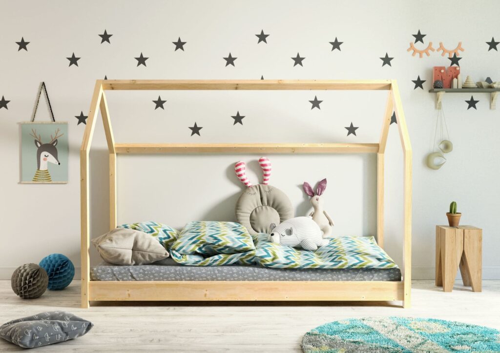 Lit cabane Sofia en bois pour chambre enfant visuel ambiance