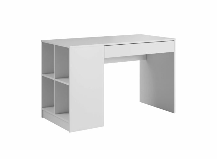 Bureau 4 niches ouvertes 1 tiroir blanc 120 cm – TINO