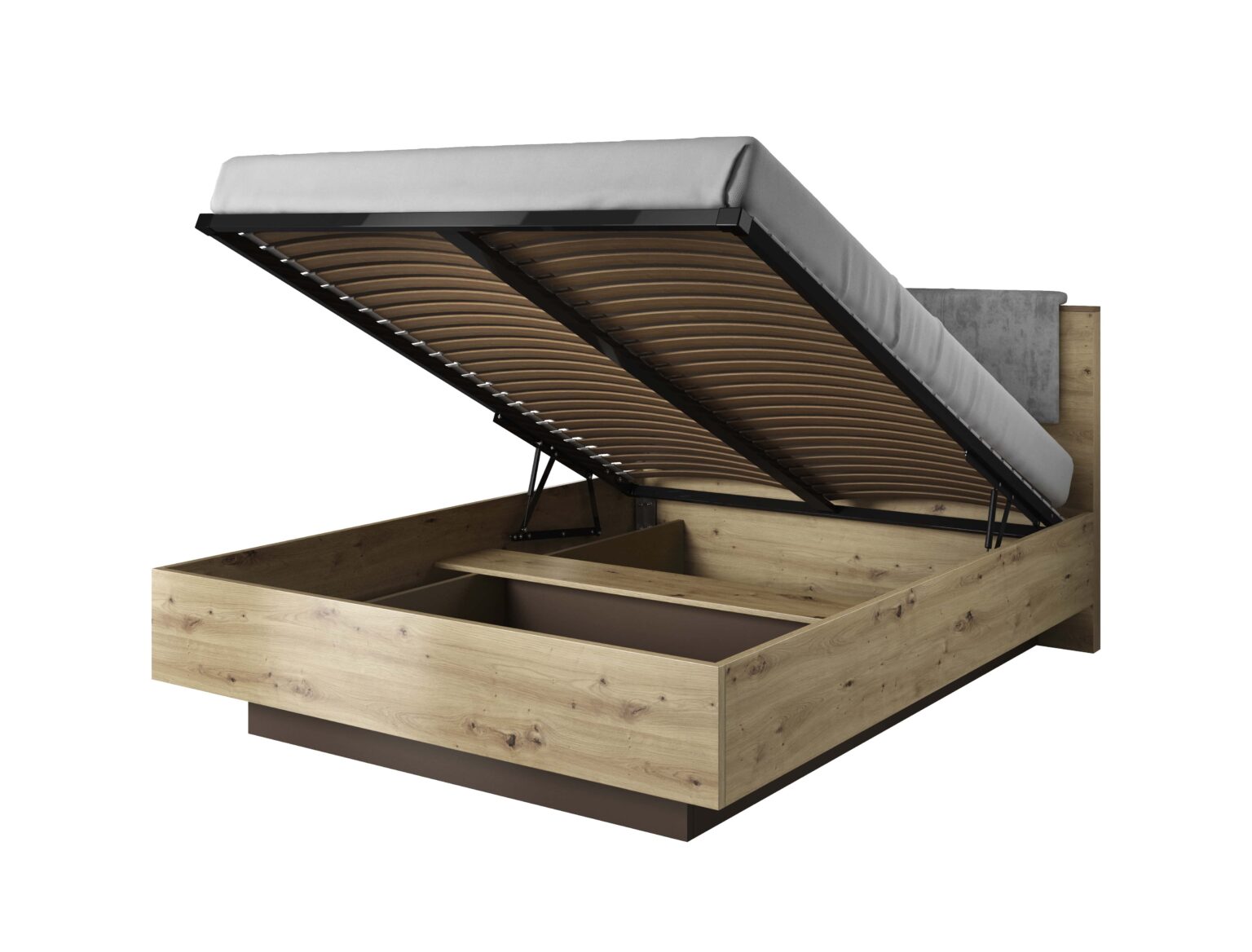 Lit coffre BRYCE Chêne et gris – KAMAZZA chambre
