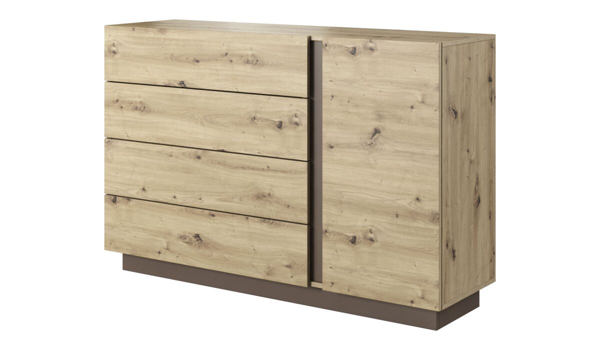 Commode BRYCE Chêne et gris - Salon KAMAZZA