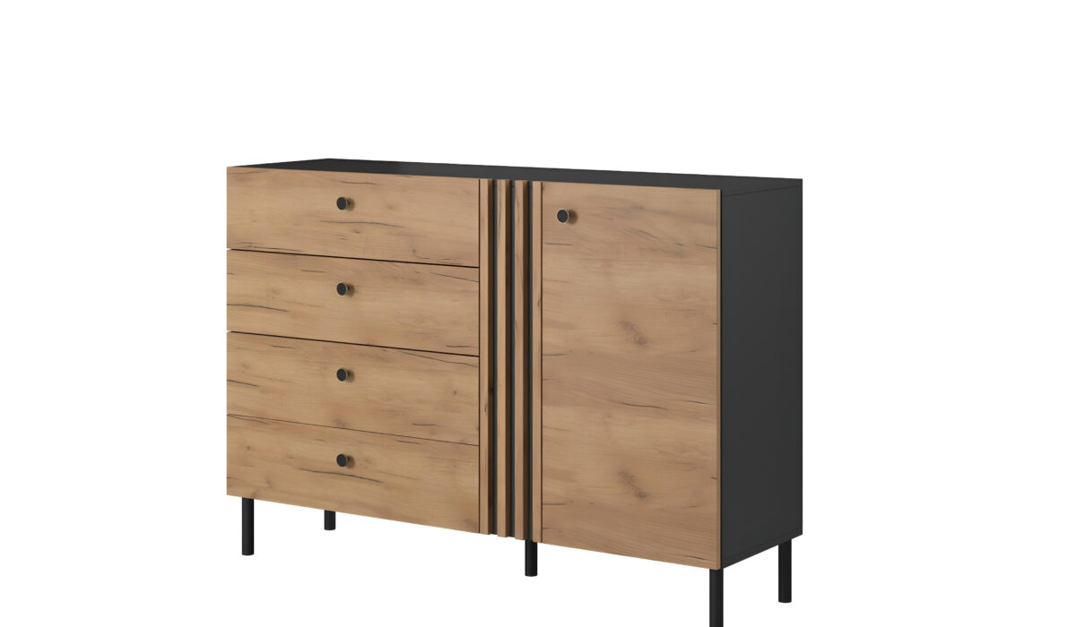 Commode 1 porte 4 tiroirs ALYA pour une chambre tendance KAMAZZA