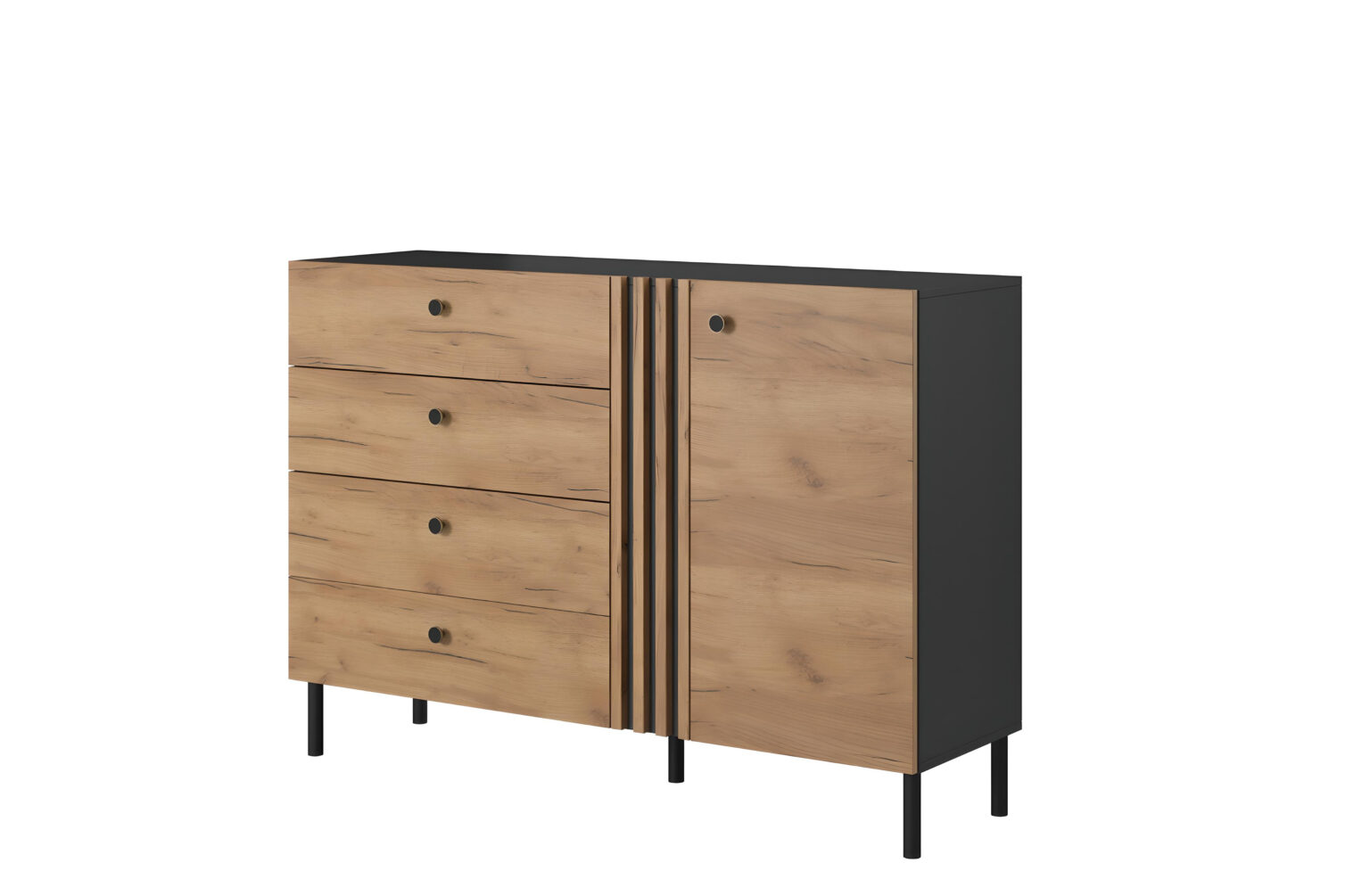 Commode 1 porte 4 tiroirs ALYA pour une chambre tendance KAMAZZA