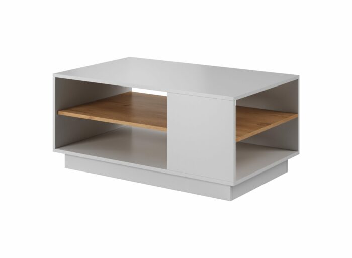 Table basse 100cm 2 étagères Blanc et Chêne – ALMOSA