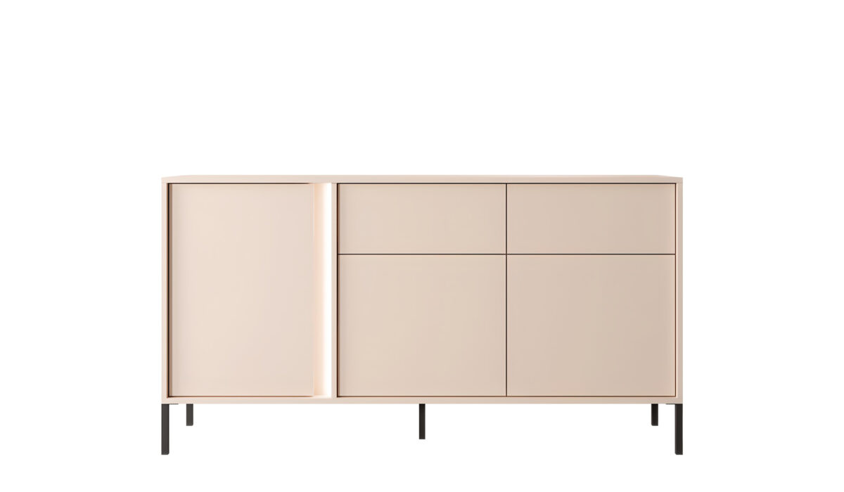 Buffet 3 portes 2 tiroirs Beige 155 cm - LIXIA