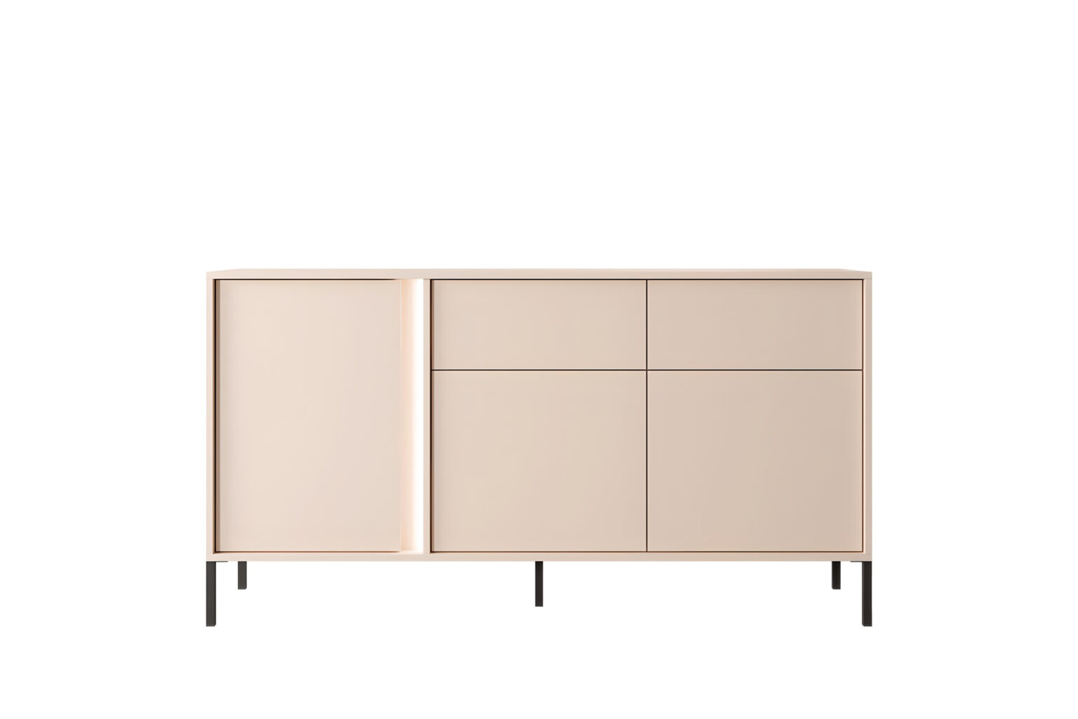 Buffet 3 portes 2 tiroirs Beige 155 cm - LIXIA