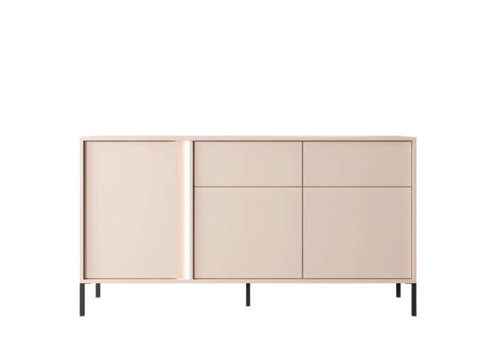 Buffet 3 portes 2 tiroirs Beige 155 cm - LIXIA