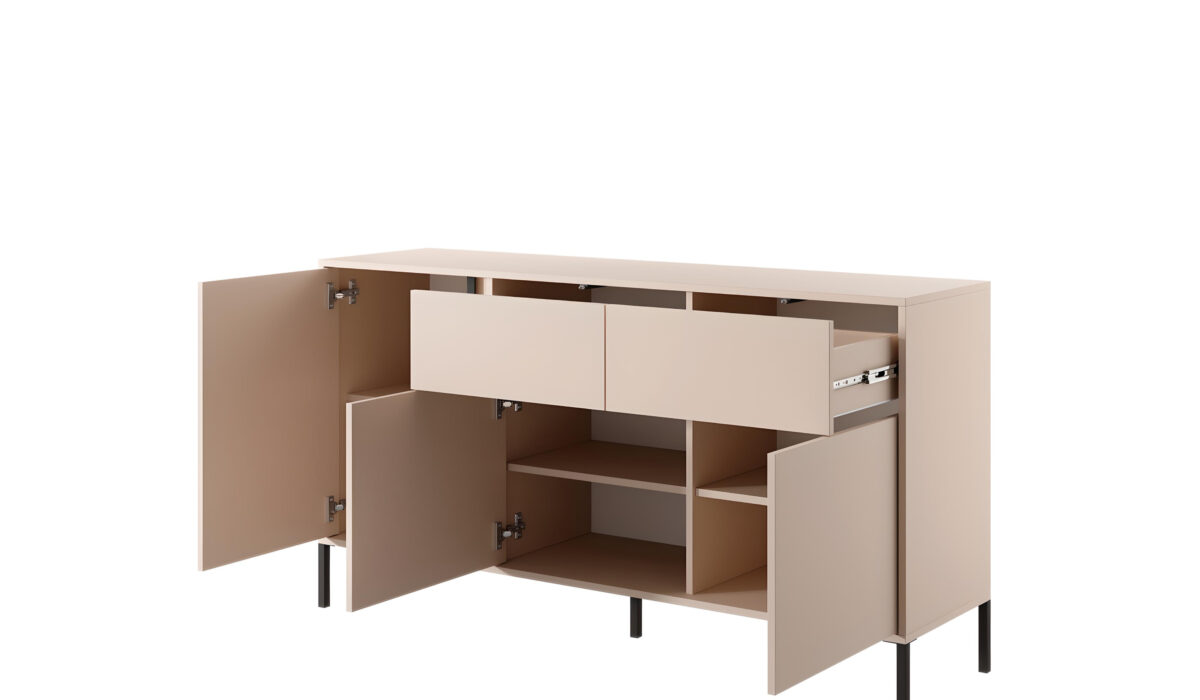 Buffet 3 portes 2 tiroirs fonctionnel avec ses nombreux rangements LIXIA beige