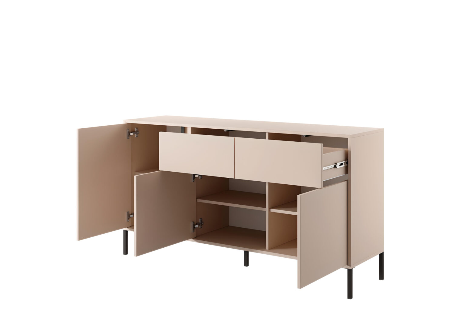 Buffet 3 portes 2 tiroirs fonctionnel avec ses nombreux rangements LIXIA beige