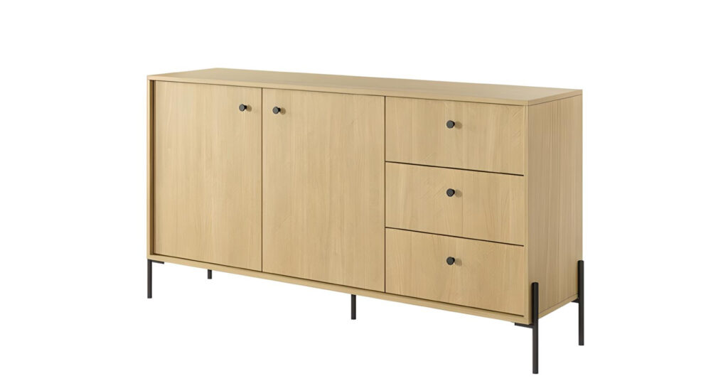 Buffet Bas 3 Tiroirs 2 portes Chêne 160 cm - NAVDI