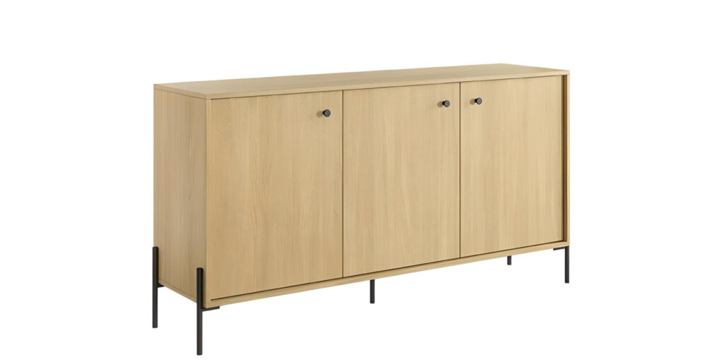 Buffet bas 3 portes chêne pieds 160 cm - NAVDI