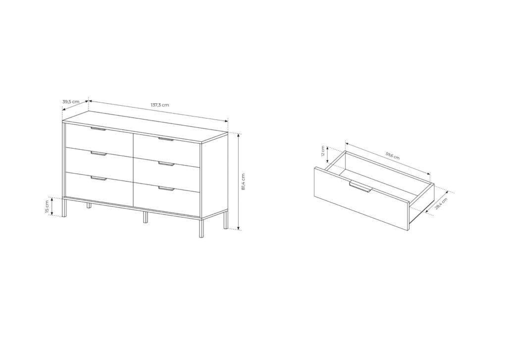 Schéma de la commode LONDON KAMAZAA