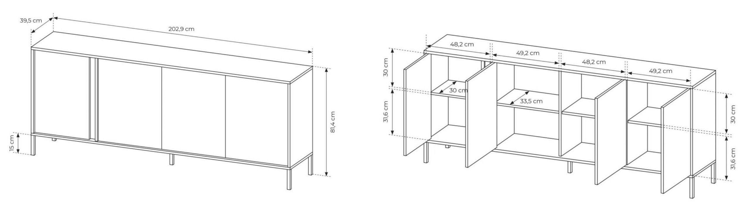 Croquis buffet 4 portes LIXIA KAMAZZA