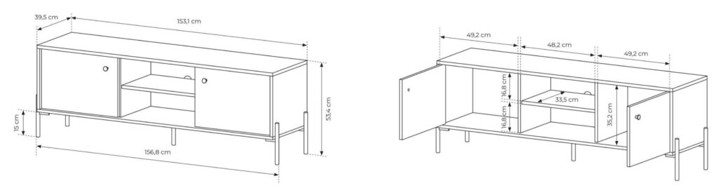 Croquis meuble TV NAVDI 157 cm