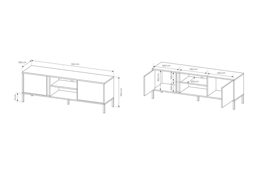 Croquis meuble télé LIXIA 153 cm KAMAZZA