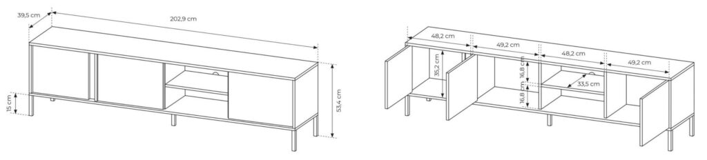 Croquis meuble télé LIXIA 153 cm KAMAZZA