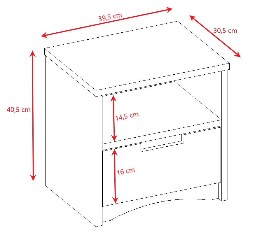 Croquis table de chevet EMMA chambre enfant KAMAZZA