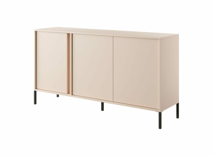 Buffet bas 3 portes pieds métal 155 cm Beige – LIXIA