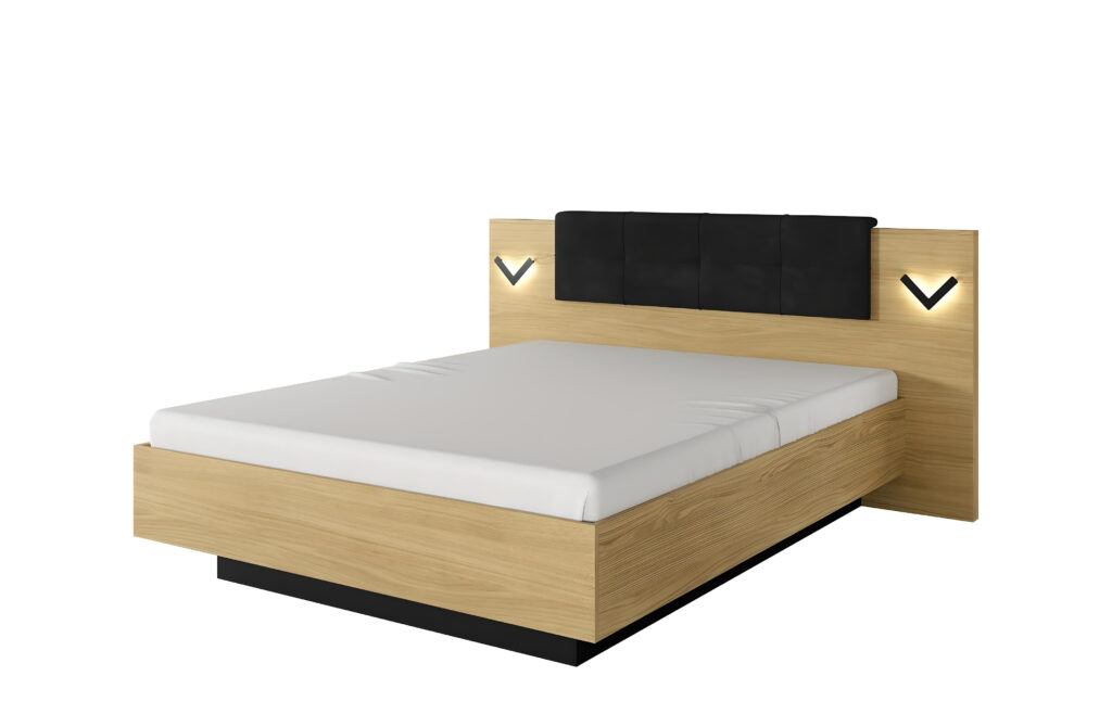 Lit coffre VINI avec sommier relevable et tables de chevets inclus lit tendance KAMAZZA