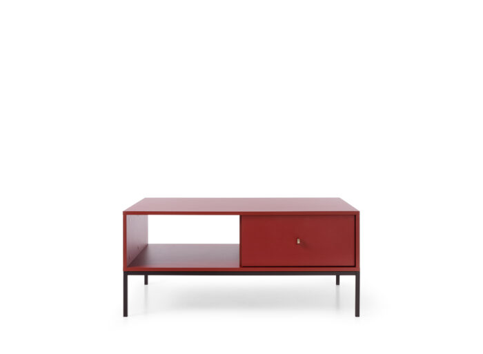 Table basse 1 tiroir pieds métal Rouge 104cm – ROSALIA