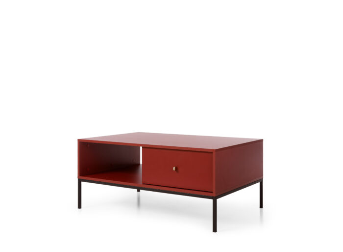 Table basse 1 tiroir pieds métal Rouge 104cm – ROSALIA