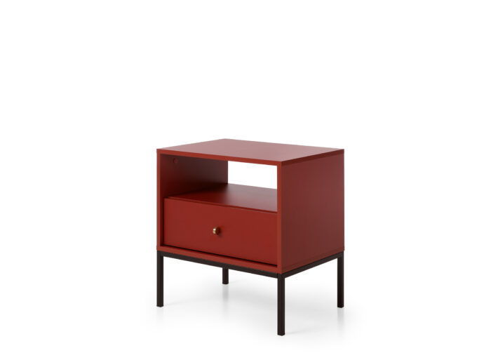 Table de Chevet 1 tiroir Rouge pieds métal – ROSALIA