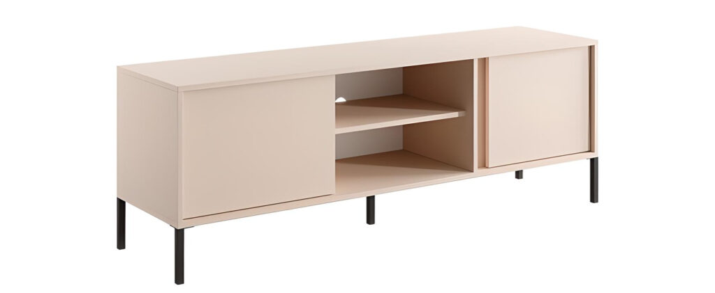 Meuble télé 2 portes 2 niches ouvertes 153 cm - LIXIA