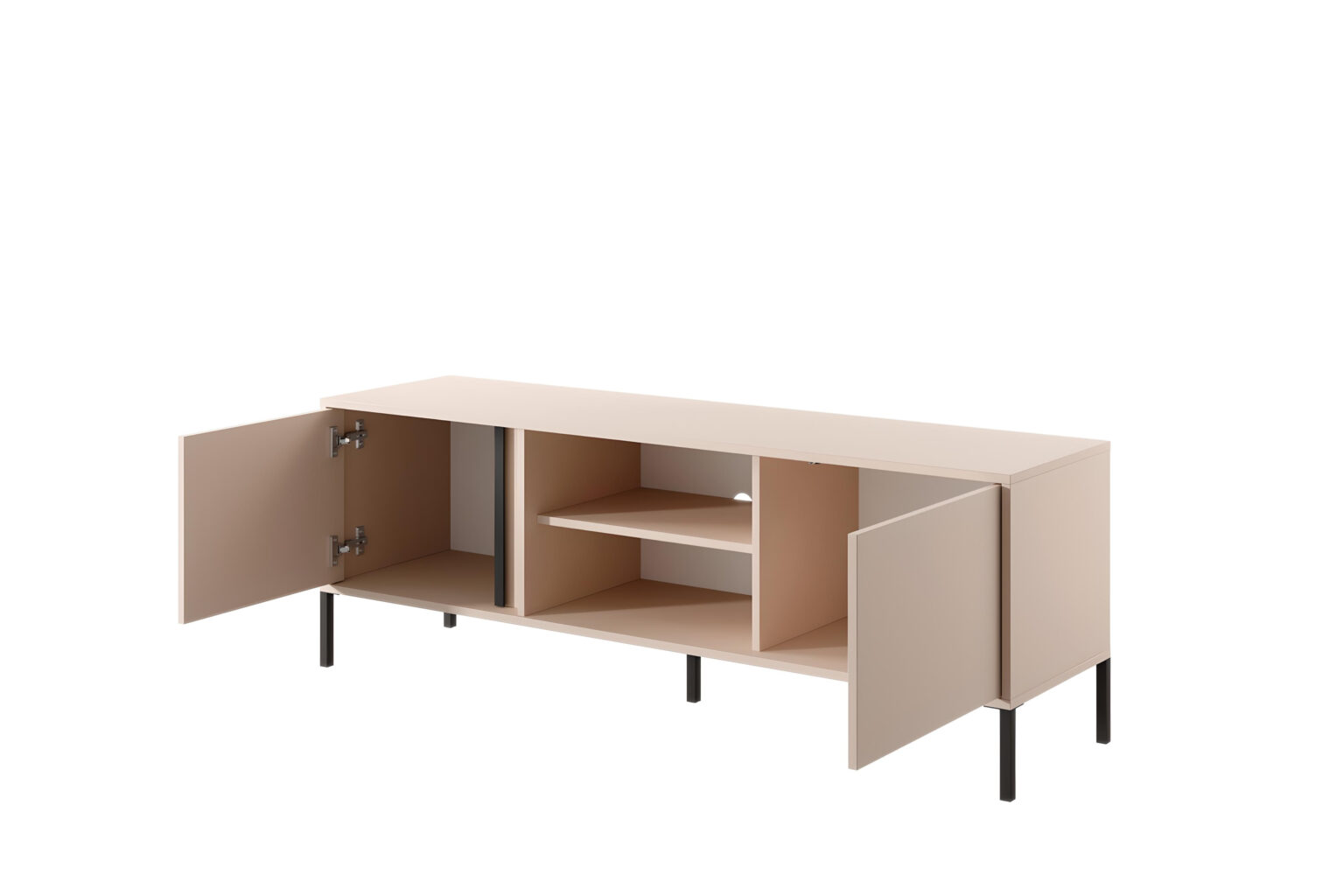 Meuble télé LIXIA beige 153 cm fonctionnel avec ses nombreux rangements