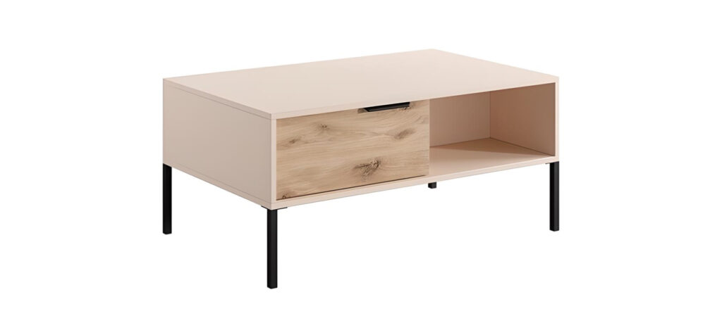 Table basse 2 tiroirs pieds métal - LIEF