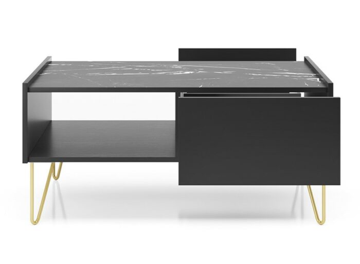 Table Basse 2 tiroirs noir pieds métal – ALICIA