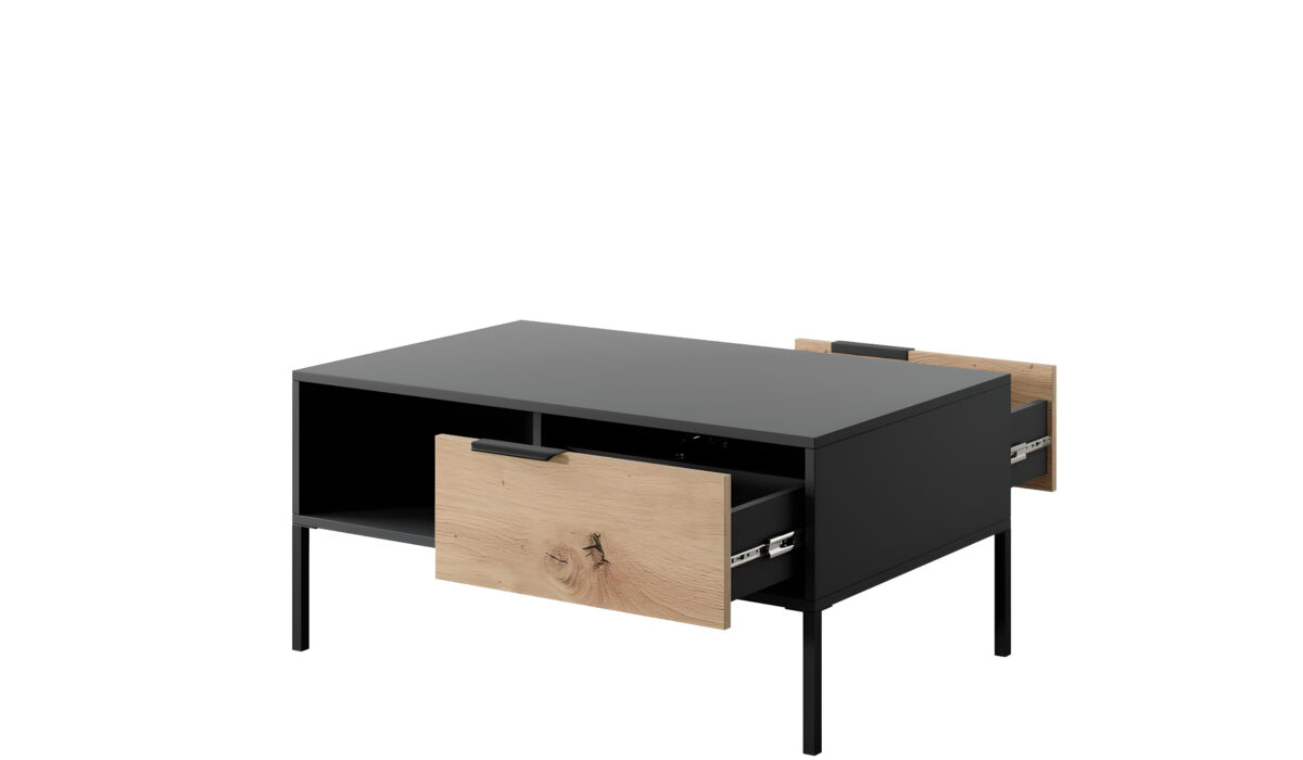 Table basse LIEF NOIR 1 tiroirs salon KAMAZZA