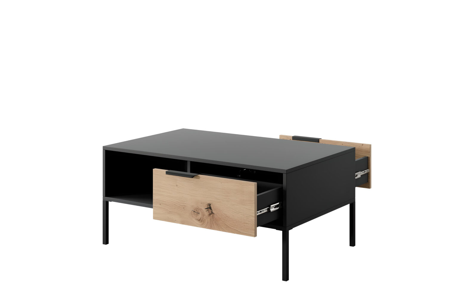 Table basse LIEF NOIR 1 tiroirs salon KAMAZZA