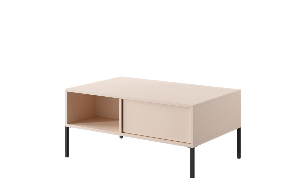 Table basse beige LIXIA fonctionnel avec ses tiroirs