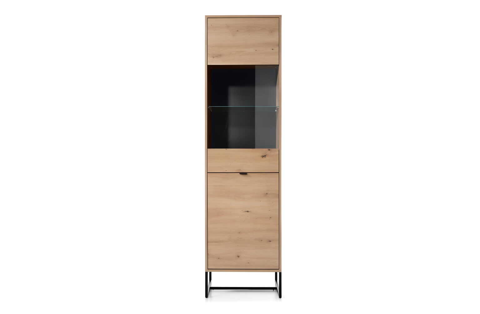 Vitrine 1 portes Chêne pieds métal 50 cm – CELINE