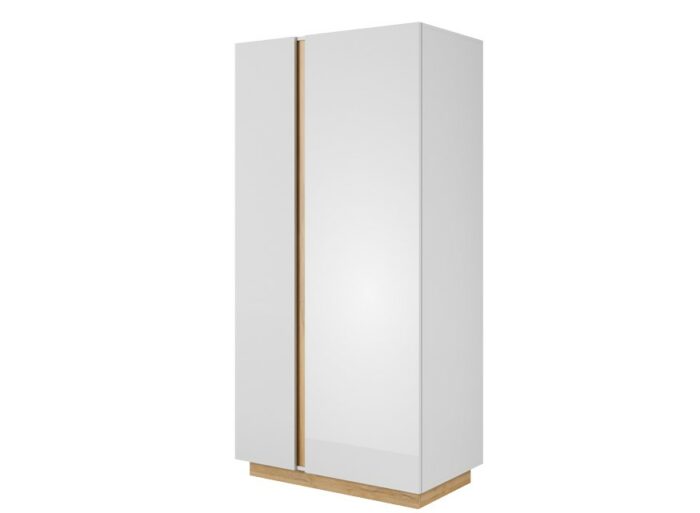 Armoire Chambre avec penderie et étagères 2 portes 93cm – BRYCE – Blanc brillant