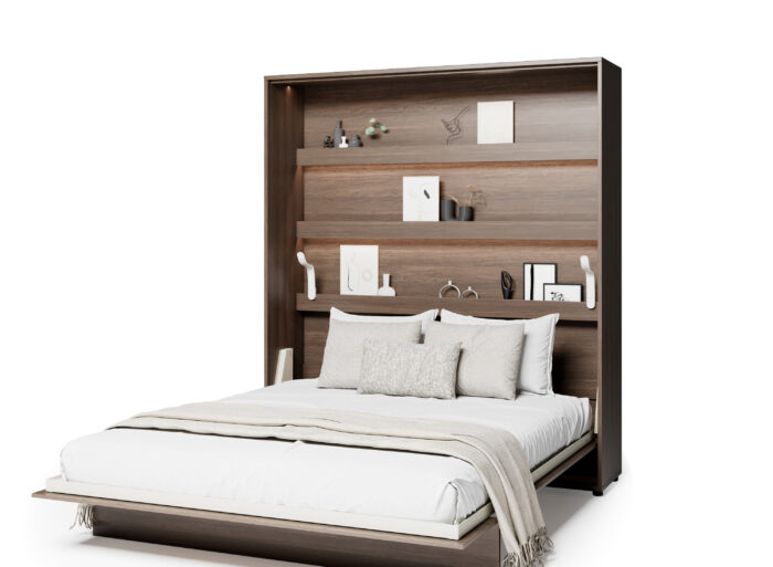 KAMAZZA Lit escamotable ouverture pneumatique SMART 180x200 Chêne foncé 5