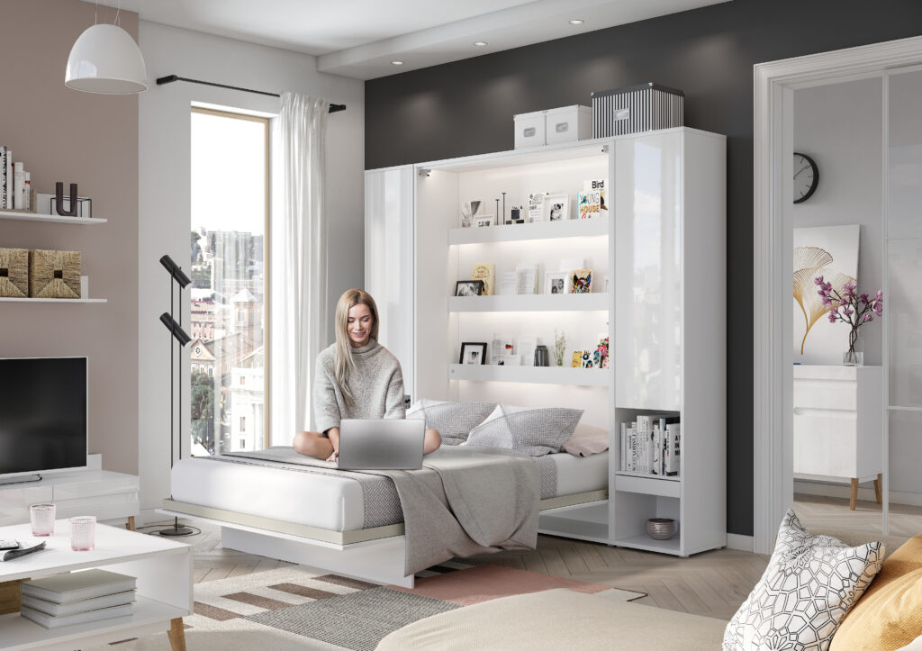 Profitez de l'harmonie parfaite entre sommeil et travail avec le lit escamotable SMART de KAMAZZA, la définition d'un intérieur intelligent et chic.