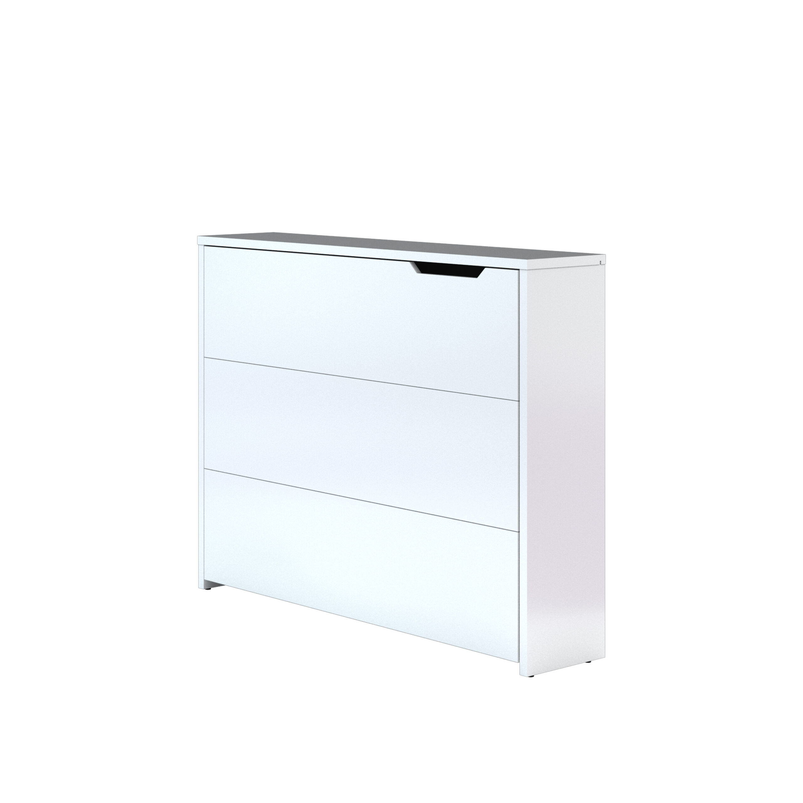 Bureau Escamotable Pliant Avec étagères Et Prise Intégrée - 104x30x160 Cm, Blanc, Réglable, Gain De Place