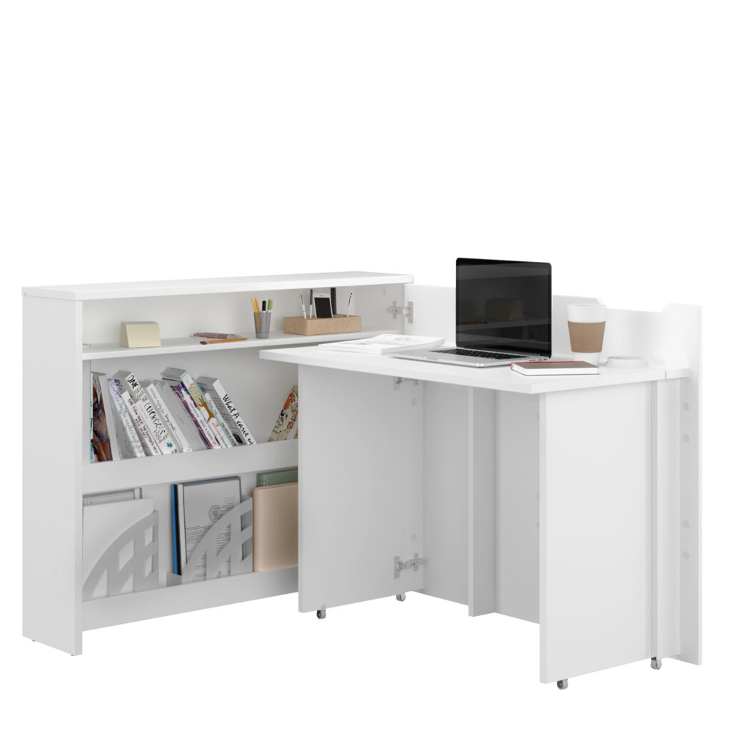 Design Intelligent : Bureau Escamotable ENJOY 115 cm, Ouverture à Droite pour Gain d'Espace Optimal"