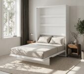 Lit escamotable blanc mat 140x200