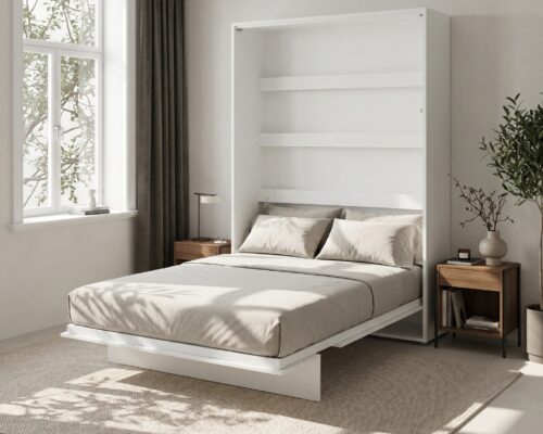 Lit escamotable blanc mat 140x200