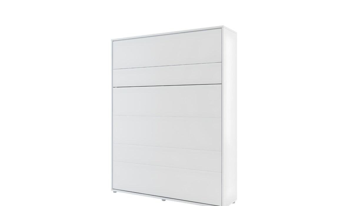 Lit escamotable fermé 160 x 200 cm blanc mat SMART KAMAZZA