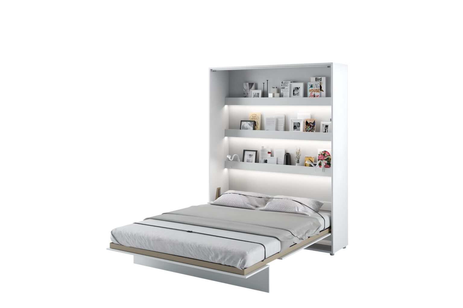 Lit escamotable vertical SMART 160 x 200 cm blanc mat un gain de place optimal KAMAZZA