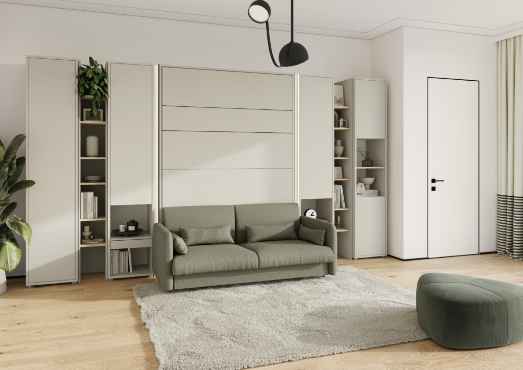 Lit escamotable SMART canapé vert fermé