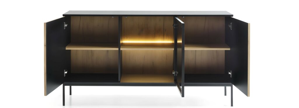 Buffet MAEL l'alliance parfaite de la fonctionnalité et du style, avec éclairage LED pour une touche de modernité dans votre intérieur