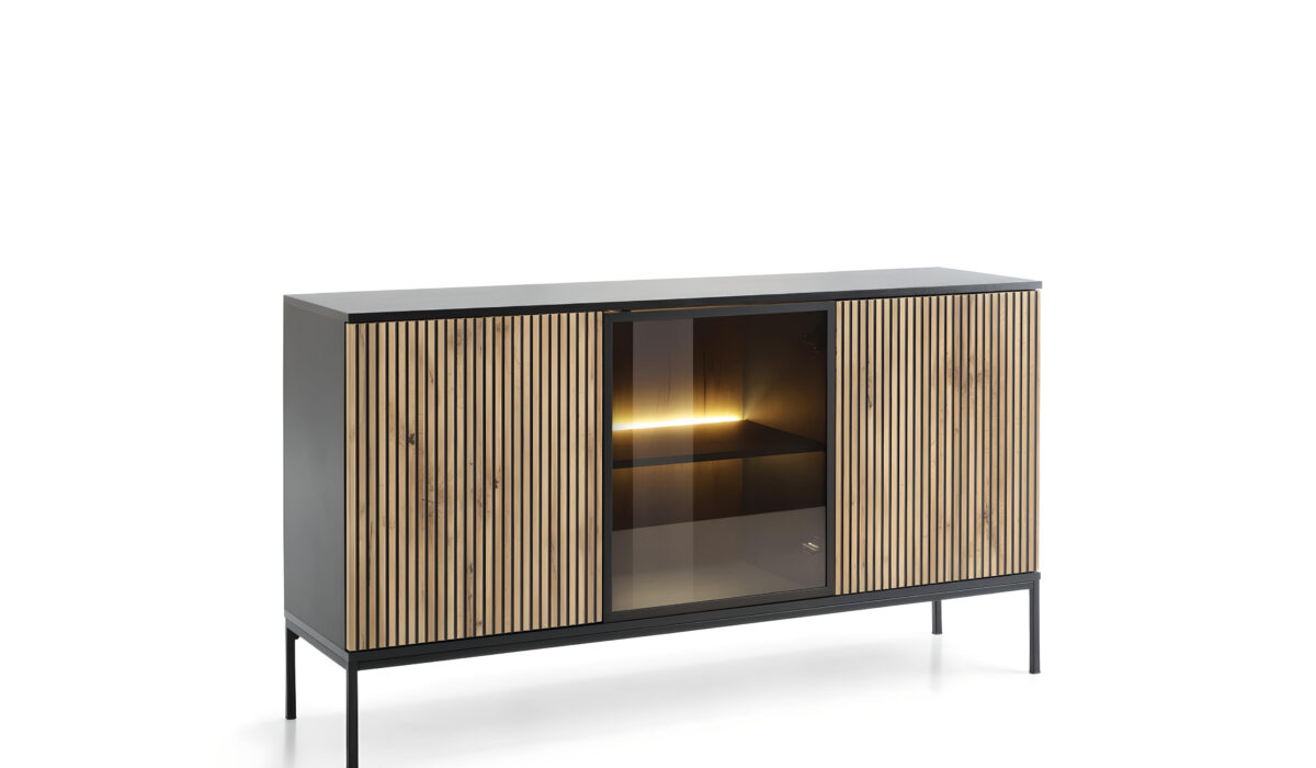 Buffet MAEL un design moderne et des lignes épurées, avec un éclairage LED subtil pour une ambiance cosy et élégante