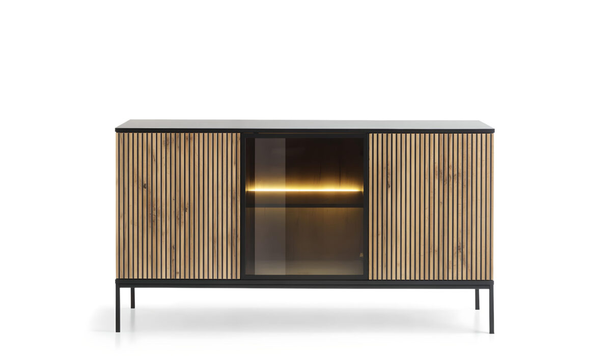 MAEL Buffet Élégance contemporaine et rangement sophistiqué avec l'éclat subtil des LEDs intégrées.