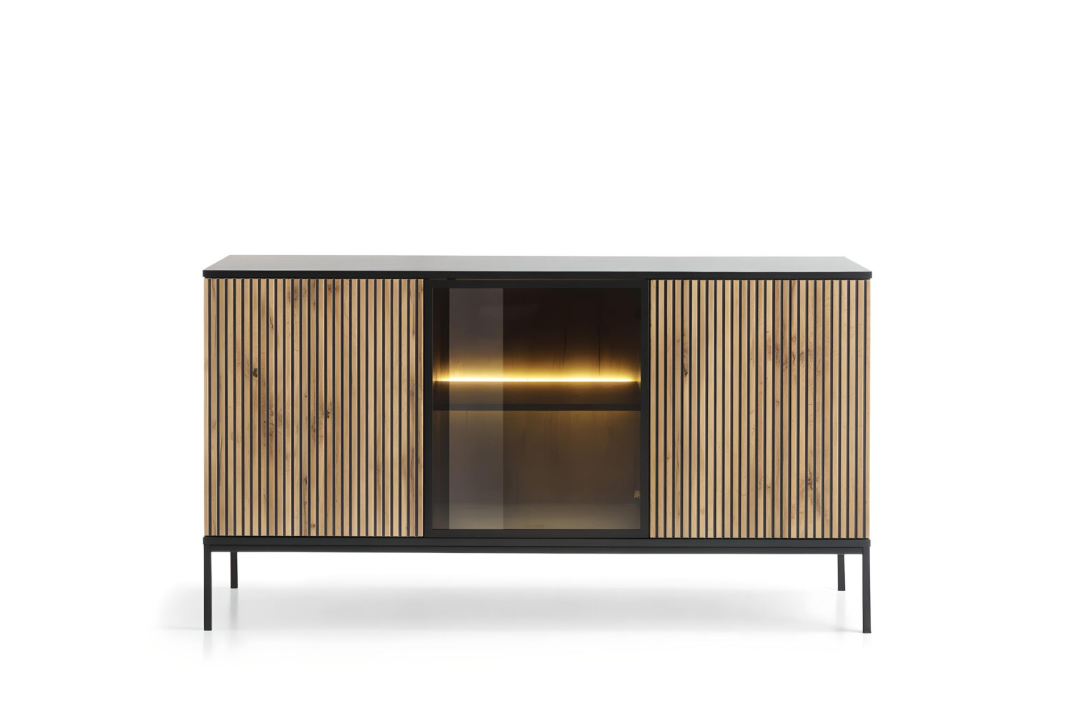 MAEL Buffet Élégance contemporaine et rangement sophistiqué avec l'éclat subtil des LEDs intégrées.