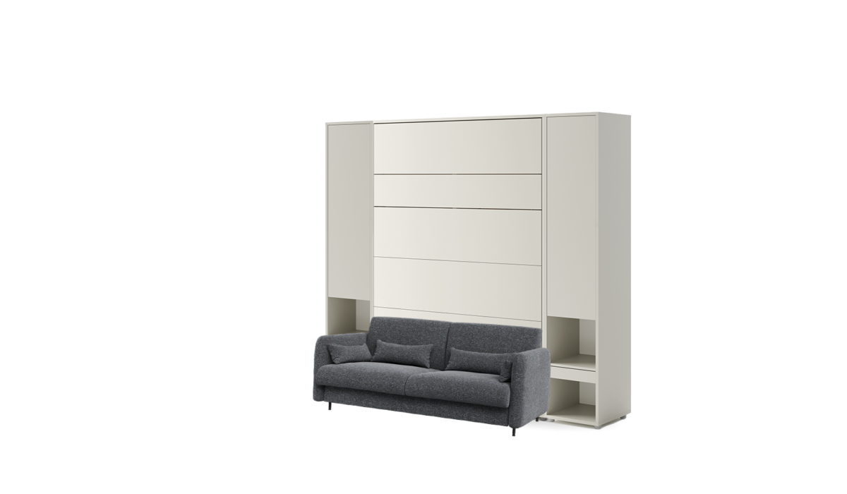 lit escamotable canapé 160x200 gris - SMART 140 beige