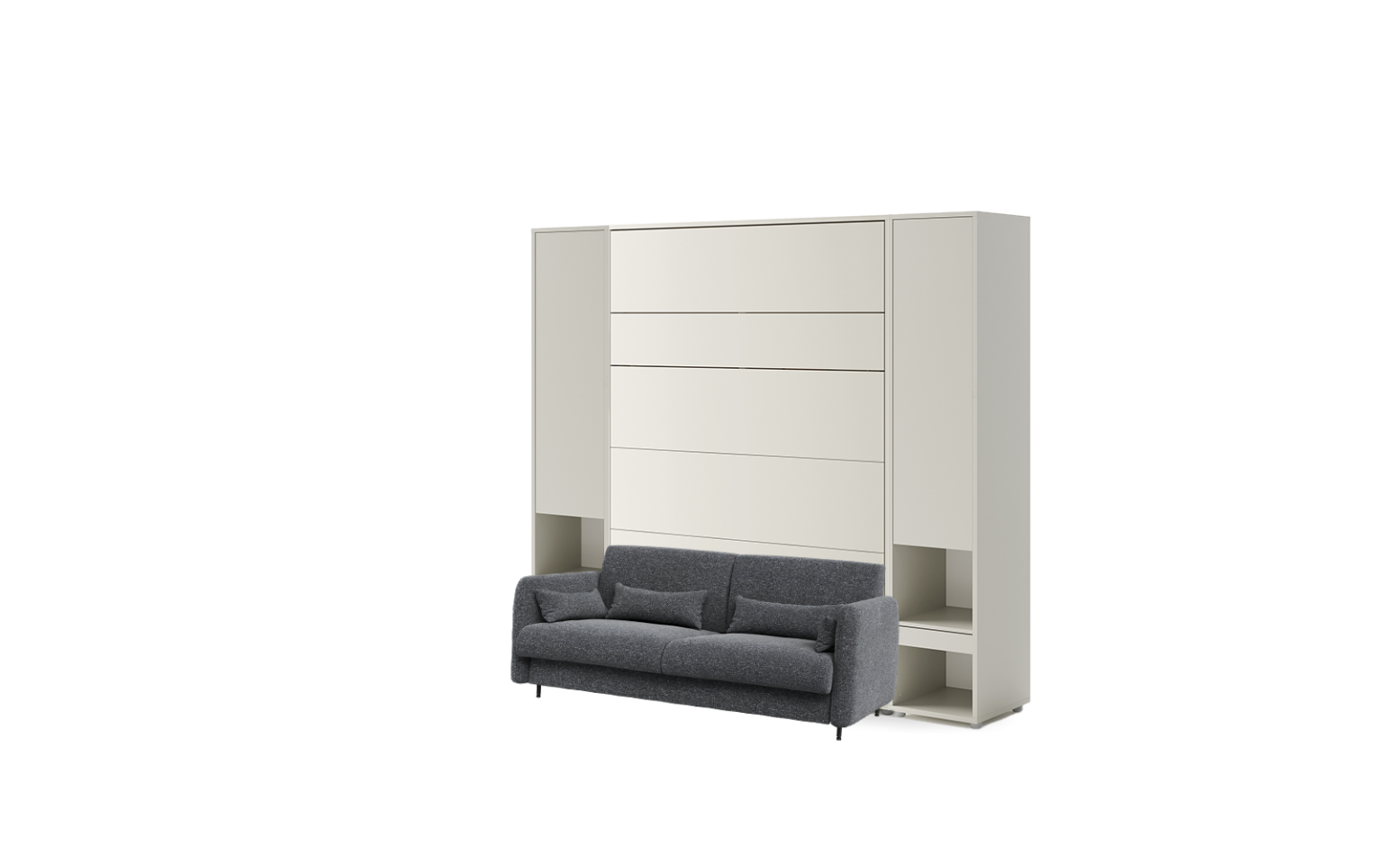 lit escamotable canapé 160x200 gris - SMART 140 beige