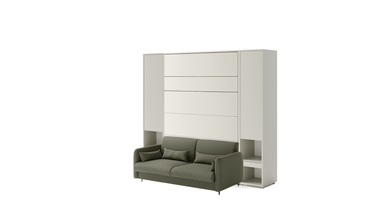 Lit escamotable vertical canapé vert - SMART 140 beige